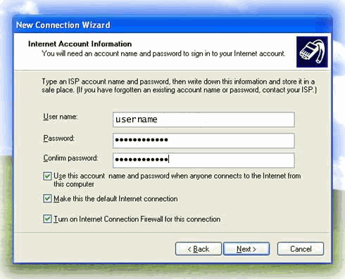 Internet Account Information