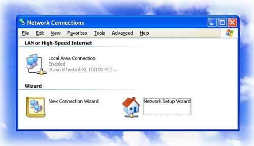 Network Setup Wizard Icon under Network Connections