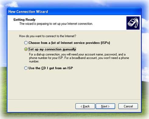 Set up my connection manually