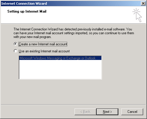 Setting Up Internet Mail Screen